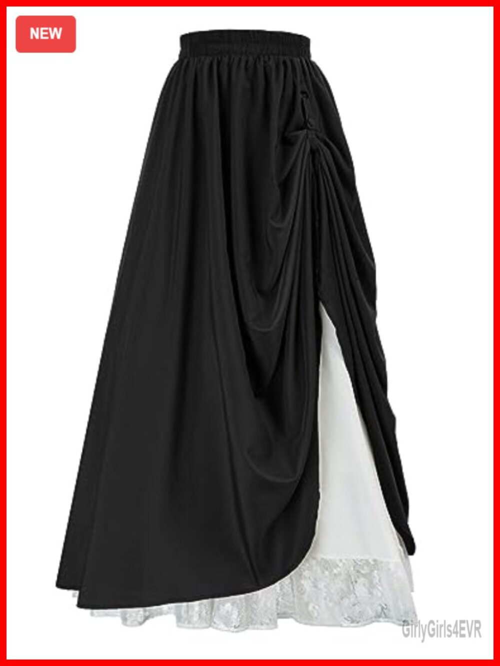 Victorian Renaissance Layered Ruffled Maxi Skirt Elastic Waist Lightweight